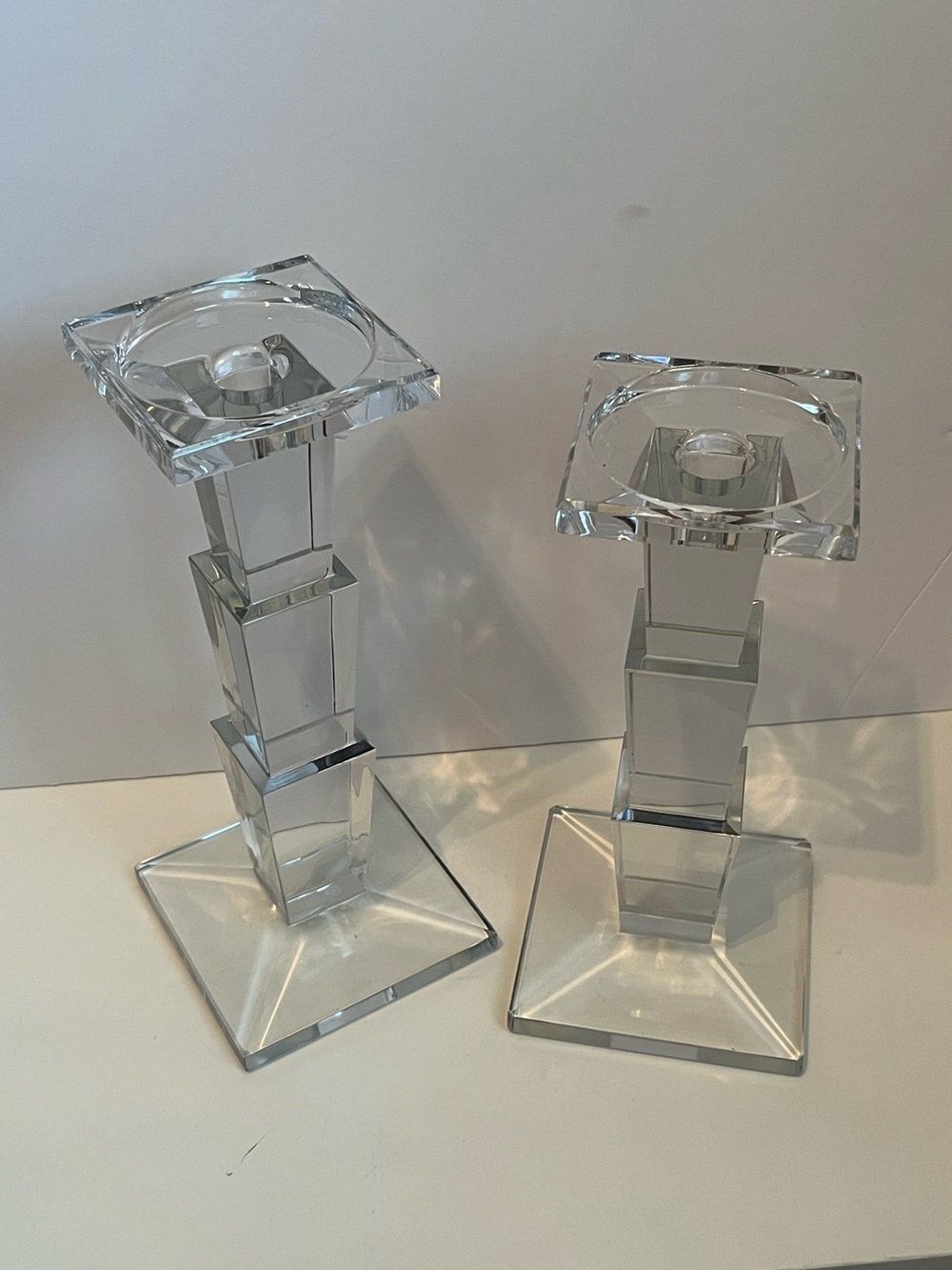 Mikasa Empire Pillar Crystal Candle Holders - Set of 2